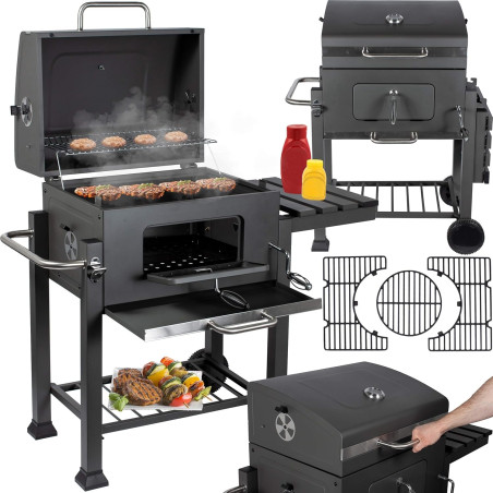 Gratar cu carbuni Maltec GrillMaster Probend, capac rabatabil, otel, negru, RESIGILAT