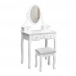 Set masa toaleta 140x80x40 cm, oglinda, scaun, 5 sertare, RESIGILAT