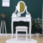 Set masa toaleta 140x80x40 cm, oglinda, scaun, 5 sertare, RESIGILAT