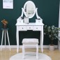 Set masa toaleta 140x80x40 cm, oglinda, scaun, 5 sertare, RESIGILAT