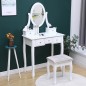 Set masa toaleta 140x80x40 cm, oglinda, scaun, 5 sertare, RESIGILAT