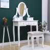 Set masa de toaleta 140x80x40 cm, oglinda si scaun incluse, 5 sertare