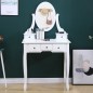 Set masa toaleta 140x80x40 cm, oglinda, scaun, 5 sertare, RESIGILAT