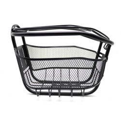 Cos pentru bicicleta, cu capac, metalic, montare frontala, 28x21x19 cm, negru