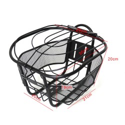 Cos pentru bicicleta, cu capac, metalic, montare frontala, 28x21x19 cm, negru