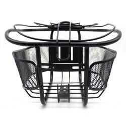 Cos pentru bicicleta, cu capac, metalic, montare frontala, 28x21x19 cm, negru