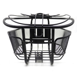 Cos pentru bicicleta, cu capac, metalic, montare frontala, 28x21x19 cm, negru