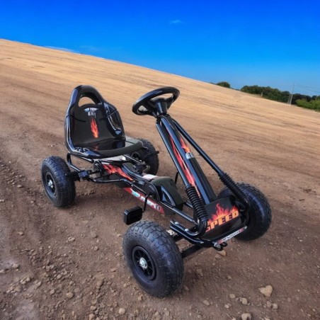 Kart cu pedale pentru copii, greutate maxima 25 kg, 5 km/h, 97 x 61.5 cm, negru/rosu, RESIGILAT