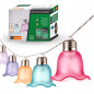 Ghirlanda solara LED, 10 becuri, abajur floare, 3000K, 20 lm, IP44, lungime totala 380 cm