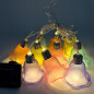 Ghirlanda solara LED, 10 becuri, abajur floare, 3000K, 20 lm, IP44, lungime totala 380 cm