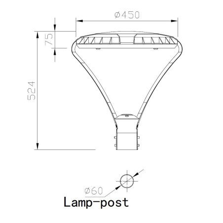 Lampa LED Brixon, 60W, IP65, flux luminos 7200 lm, 4000K, unghi fascicul 120 grade, 45 x 52.4 cm, aluminiu si PC, negru