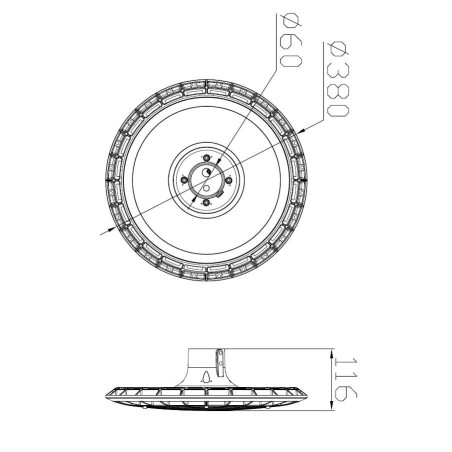 Lampa LED rotunda, 60W, lumina alb neutra, 5155lm, IP65, 38x12 cm, aluminiu si sticla, 240V, negru