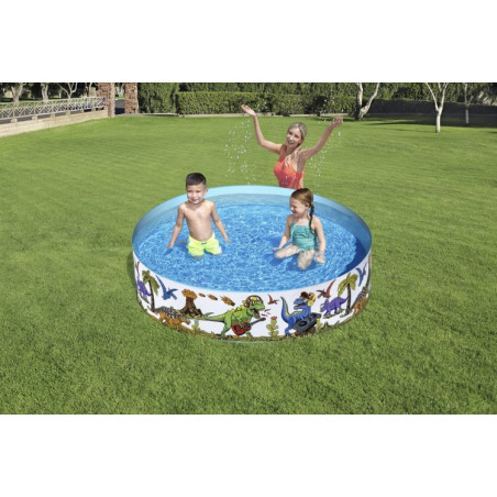 Piscina gonflabila pentru copii, 947 litri, imprimeu dinozauri, plasture impermeabil, 183 x 38 cm, PVC si vinil