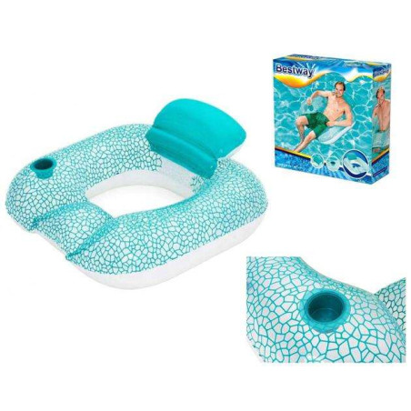 Fotoliu gonflabil pentru piscina, spatar si suport bautura, vinil, 102x94 cm