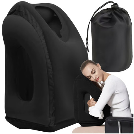 Perna gonflabila de calatorie, suport umeri si cap, sistem reglare aer, 50x35x25 cm