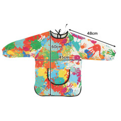 Sort de pictura pentru copii, 4-6 ani, impermeabil, maneca lunga cu manseta elastica, 60 x 45 cm, poliester, multicolor