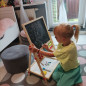 Tabla magnetica cu 2 fete, socotitoare, suport si accesorii, 32 x 41 x 67 cm, cadru din lemn
