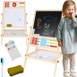 Tabla magnetica cu 2 fete, socotitoare, suport si accesorii, 32 x 41 x 67 cm, cadru din lemn
