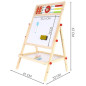 Tabla magnetica cu 2 fete, socotitoare, suport si accesorii, 32 x 41 x 67 cm, cadru din lemn