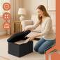 Taburet cu spatiu depozitare, capacitate 54 litri, catifea neagra, 60x30x30 cm Taburet cu spatiu depozitare, capacitate 54 litri, catifea neagra, 60x30x30 cm