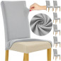 Set 6 huse scaun, catifea gri, fixare cu benzi elastice, lavabile la masina, 65x40x35 cm Set 6 huse scaun, catifea gri, fixare cu benzi elastice, lavabile la masina, 65x40x35 cm