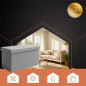 Taburet cu spatiu de depozitare, pentru 2 persoane, pliabil, capacitate 110 L, MDF/poliester buretat, gri