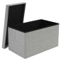 Taburet cu spatiu de depozitare, pentru 2 persoane, pliabil, capacitate 110 L, MDF/poliester buretat, gri