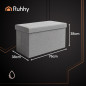 Taburet cu spatiu de depozitare, pentru 2 persoane, pliabil, capacitate 110 L, MDF/poliester buretat, gri