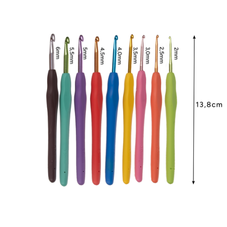 Set de crosetat 113 elemente, 9 crosete 2-6 mm, 40 ghemuri, 29 x 39 cm, multicolor