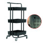 Raft depozitare cu 3 cosuri, roti pivotante, structura metalica, ABS, 45x35x84 cm, negru, RESIGILAT