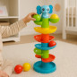 Pista cu bile pentru bebelusi, tobogan spiralat multicolor, inaltime 48 cm, 6 bile