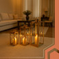 Set 3 felinare din sticla, pentru lumanari si decoratiuni, diferite dimensiuni, cadru auriu Set 3 felinare din sticla, pentru lumanari si decoratiuni, diferite dimensiuni, cadru auriu