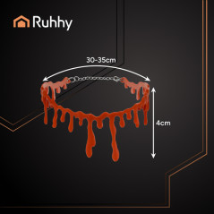 Colier choker cu imprimeu sangeros, pentru Halloween, incuietoare reglabila 30-35x4 cm, rosu