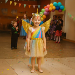 Costum unicorn, pentru fetite 6-7 ani, 122-128 cm, set 3 piese, multicolor