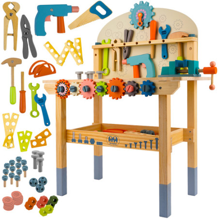 Banc de lucru 3 in 1 pentru copii, diverse ustensile, 78.5x29.7x59.5 cm, lemn MDF/PP