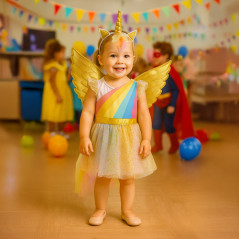Costum unicorn, 3 piese pentru fetite 4-6 ani, 110-116 cm, multicolor
