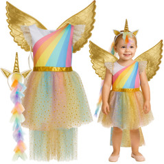 Costum unicorn, 3 piese pentru fetite 4-6 ani, 110-116 cm, multicolor