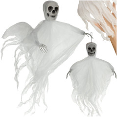Decoratiune suspendata pentru Halloween, schelet fantoma, 70 x 60 cm, alb