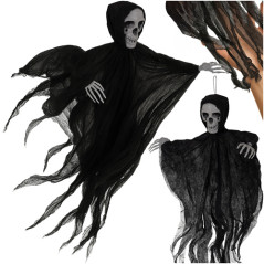 Decoratiune Halloween, schelet fantoma neagra, suspendata, design realist, 70 x 60 cm