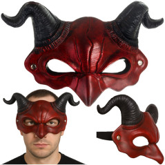 Masca de Halloween, model diavol, efect 3D, banda elastica de prindere, rosu si negru
