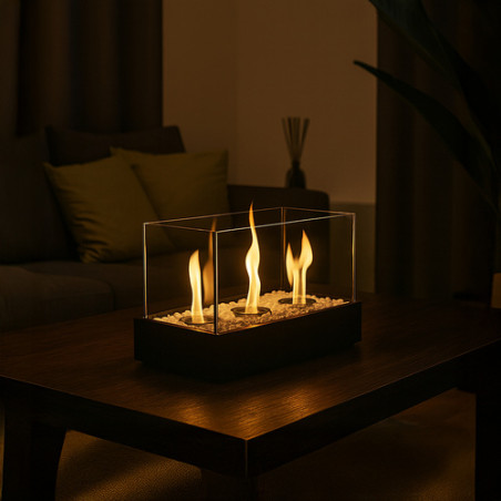 Semineu decorativ cu biocombustibil, 60 minute ardere, fara fum, 45x30x21 cm