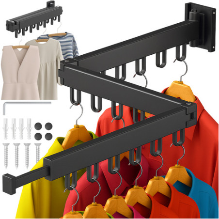 Uscator de rufe pliabil, pentru 18 umerase, extensibil 103-127 cm, montare pe perete