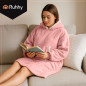 Hanorac tip patura XXL, cu gluga si buzunar, oversize, material moale, roz