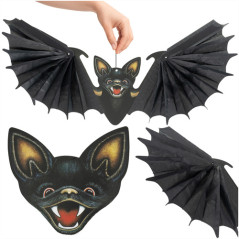 Decoratiune de Halloween in forma de liliac, suport de agatare, 19 x 60 cm, reutilizabil, negru