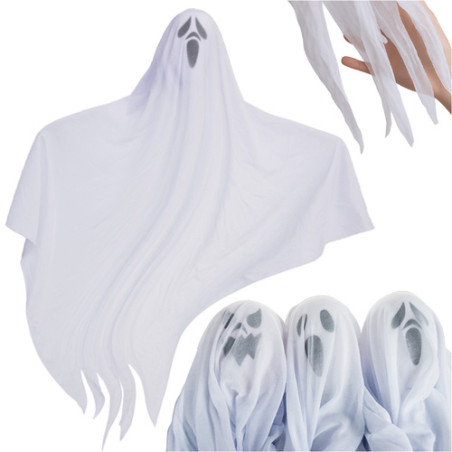 Set 3 fantome suspendate pentru decor Halloween, inaltime 75 cm, pentru interior si exterior
