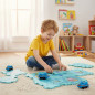 Puzzle educational tip pista, 3 vehicule cu baterii, indicatoare rutiere, autocolante