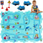Puzzle educational tip pista, 3 vehicule cu baterii, indicatoare rutiere, autocolante
