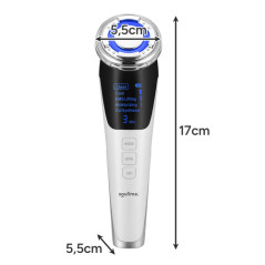 Aparat masaj facial 5 in 1, fara ace, mezoterapie EMS, 5 moduri de functionare, vibratii ultrasonice, afisaj LCD