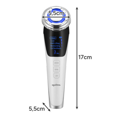 Aparat masaj facial 5 in 1, fara ace, mezoterapie EMS, 5 moduri de functionare, vibratii ultrasonice, afisaj LCD