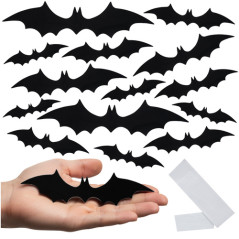 Set 56 stickere 3D liliac, decoratiuni de perete pentru Halloween, 4 dimensiuni, PVC negru